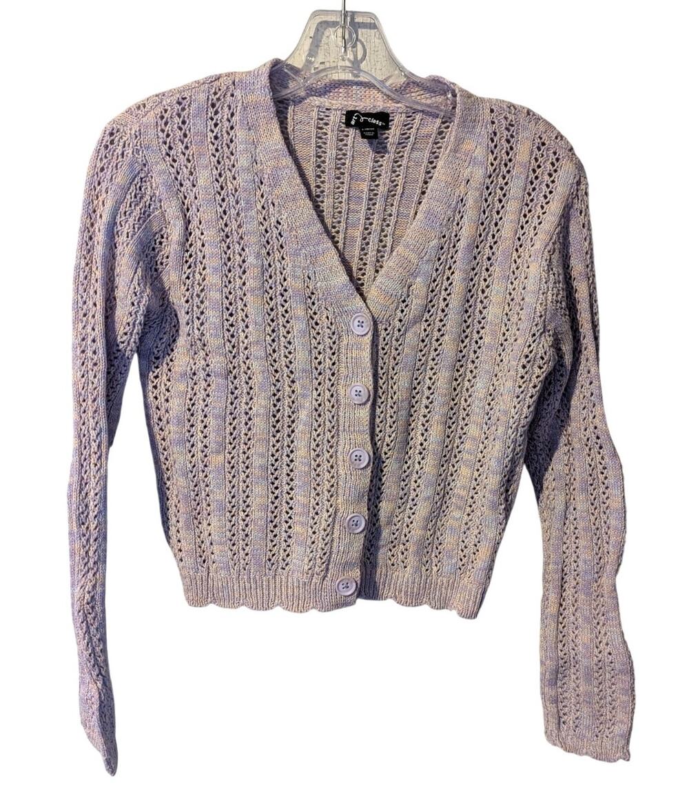 ART CLASS Purple Pink Pontelle Cardigan Sweater Girls Size Large 10/12 NEW